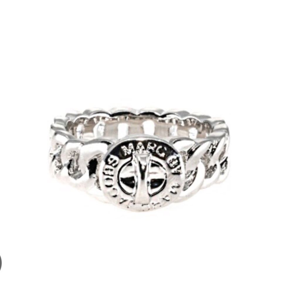 Marc Jacobs Silver Katie Turnlock Chain Ring size 7